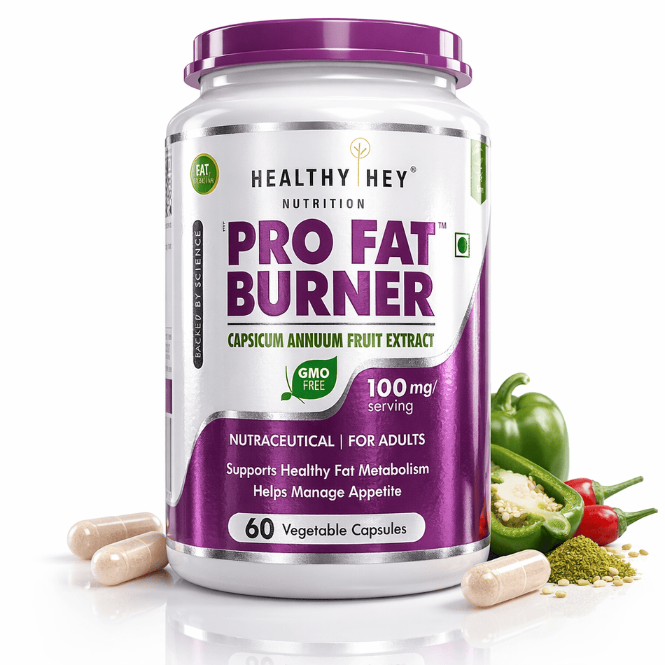 HealthyHey Nutrition Capsule Thermogenic Fat Burner - Premium Weight Loss Supplement with Capsicum Extract - 60 Natural Veggie Diet Pills