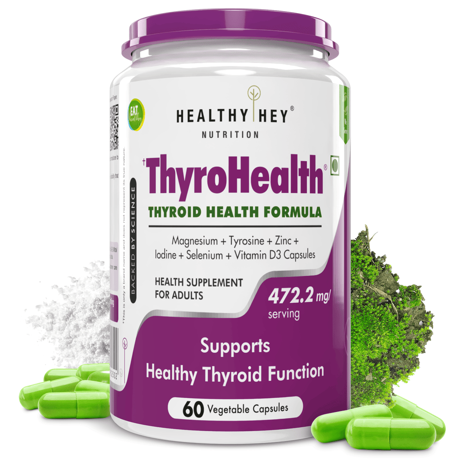 HealthyHey Nutrition Capsule ThyroHealth, Support Healthy Thyroid Function -Thyroid Health Formula - 60 veg Capsules