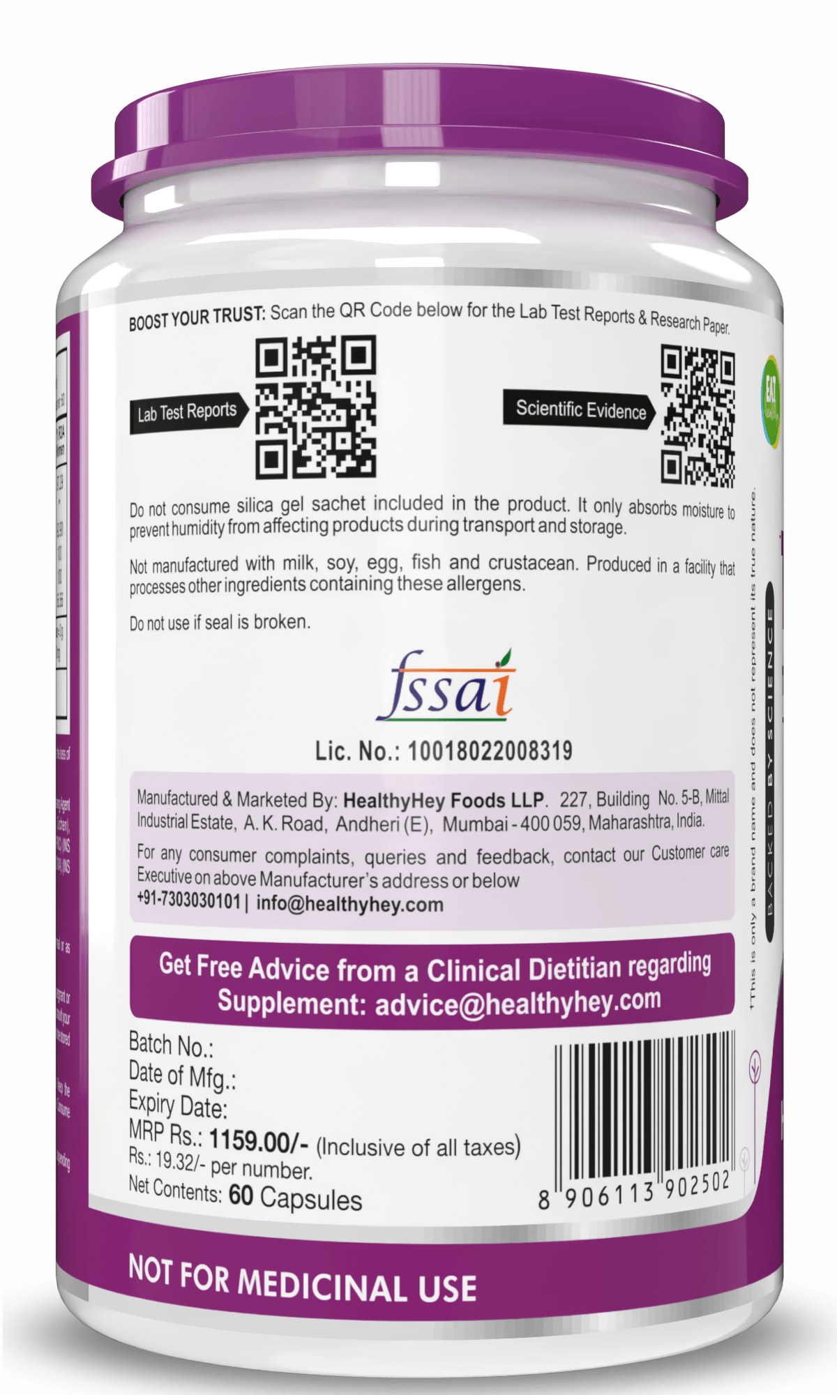 HealthyHey Nutrition Capsule ThyroHealth, Support Healthy Thyroid Function -Thyroid Health Formula - 60 veg Capsules