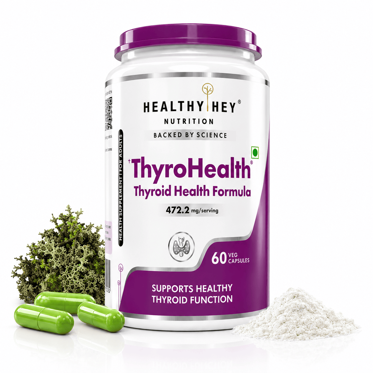 HealthyHey Nutrition Capsule ThyroHealth, Support Healthy Thyroid Function -Thyroid Health Formula - 60 veg Capsules