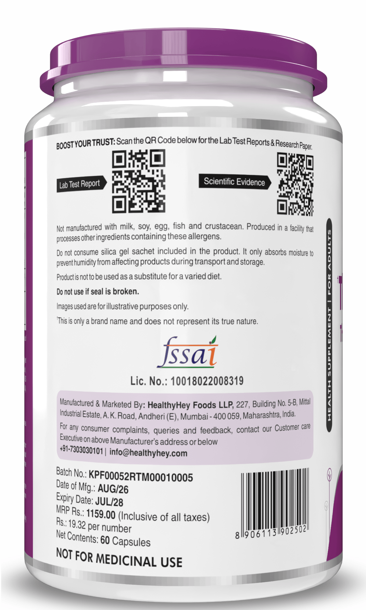 HealthyHey Nutrition Capsule ThyroHealth, Support Healthy Thyroid Function -Thyroid Health Formula - 60 veg Capsules
