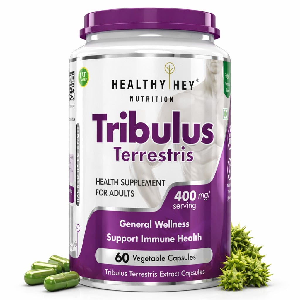 HealthyHey Nutrition Capsule Tribulus Terrestris, Support Immune Health - 60 Veg Capsules 10% Saponins