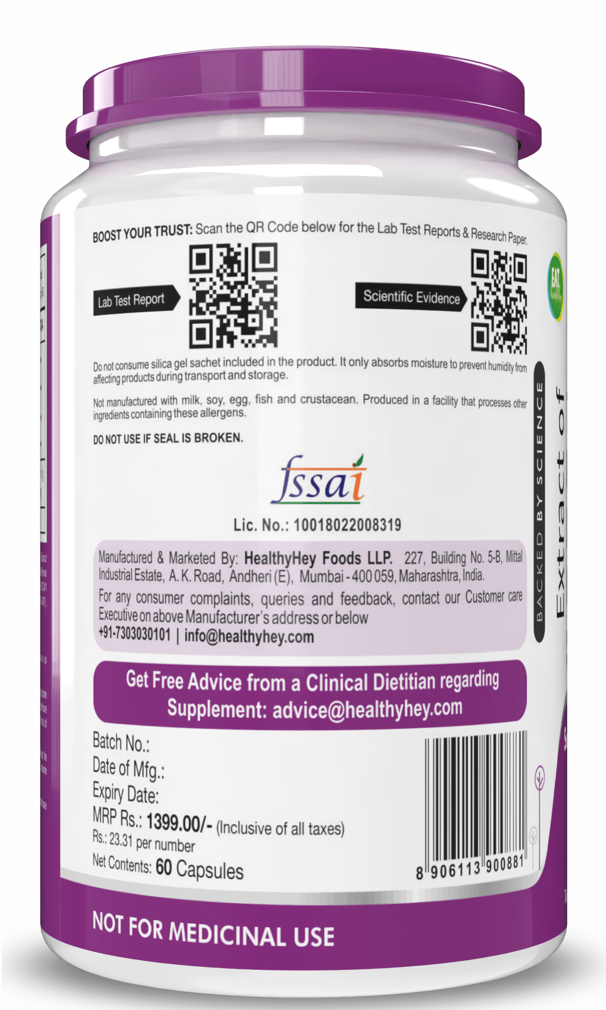 HealthyHey Nutrition Capsule Tulsi Cinnamon, Support Immunity,Heart Health blood Glucose Level Black Pepper & Ginger Extract Formula for Immunity - 60 Veg Capsules
