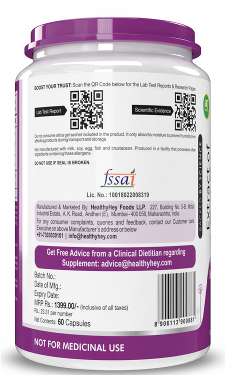 HealthyHey Nutrition Capsule Tulsi Cinnamon, Support Immunity,Heart Health blood Glucose Level Black Pepper & Ginger Extract Formula for Immunity - 60 Veg Capsules