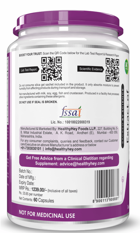 HealthyHey Nutrition Capsule Tulsi Cinnamon, Support Immunity,Heart Health blood Glucose Level Black Pepper & Ginger Extract Formula for Immunity - 60 Veg Capsules
