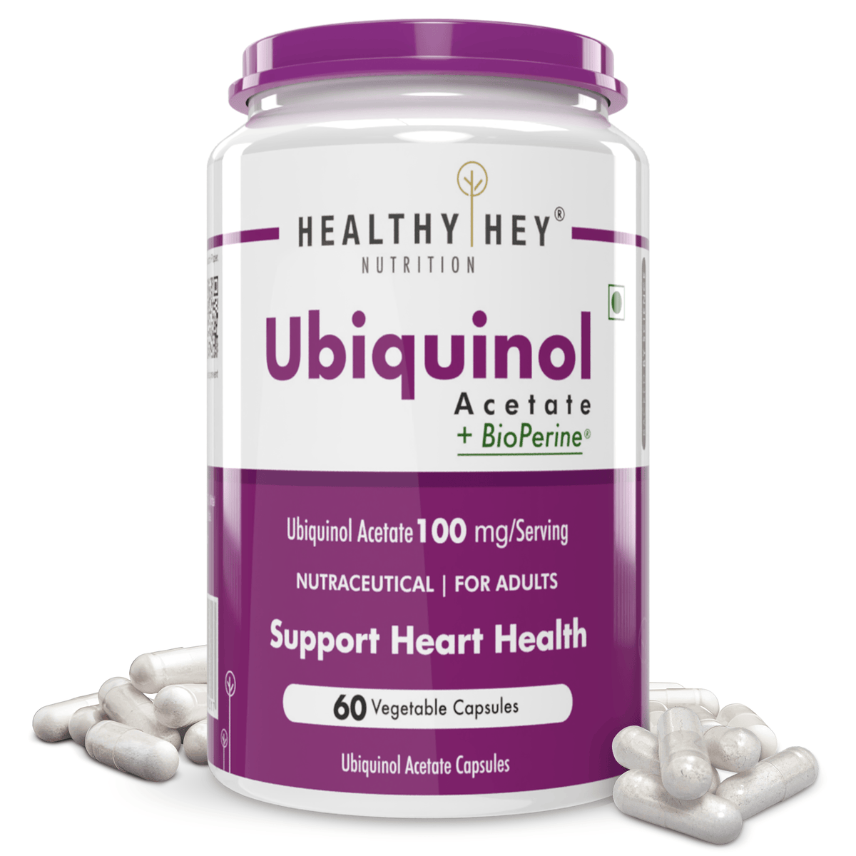 HealthyHey Nutrition Capsule Ubiquinol Acetate, Support Heart Health -60 Veg Capsules