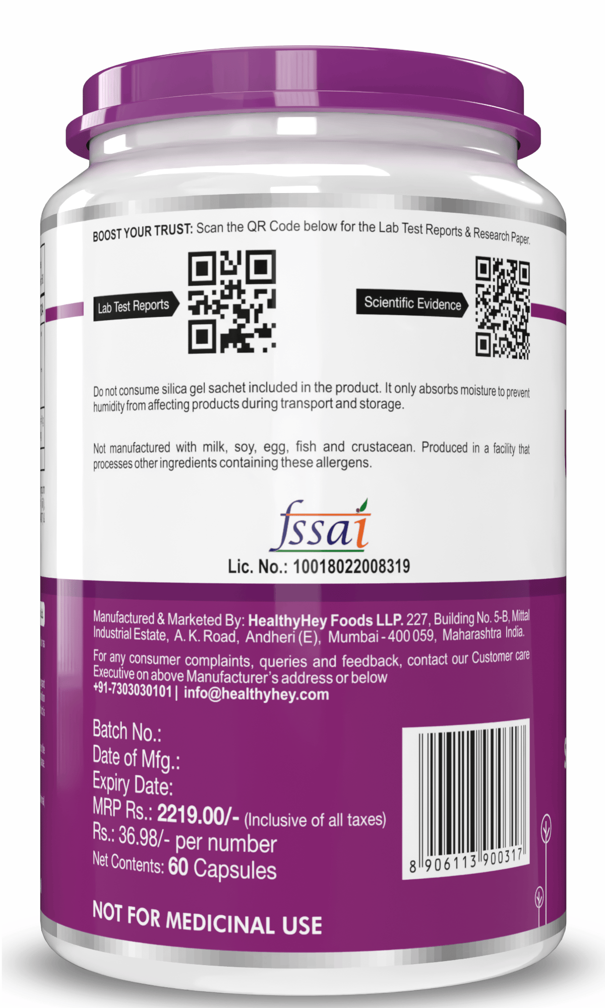 HealthyHey Nutrition Capsule Ubiquinol Acetate, Support Heart Health -60 Veg Capsules