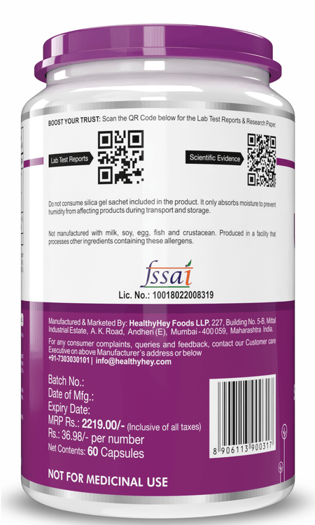 HealthyHey Nutrition Capsule Ubiquinol Acetate, Support Heart Health -60 Veg Capsules