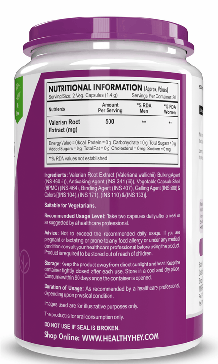 HealthyHey Nutrition Capsule Valerian Root Extract - 60 Veg Capsules