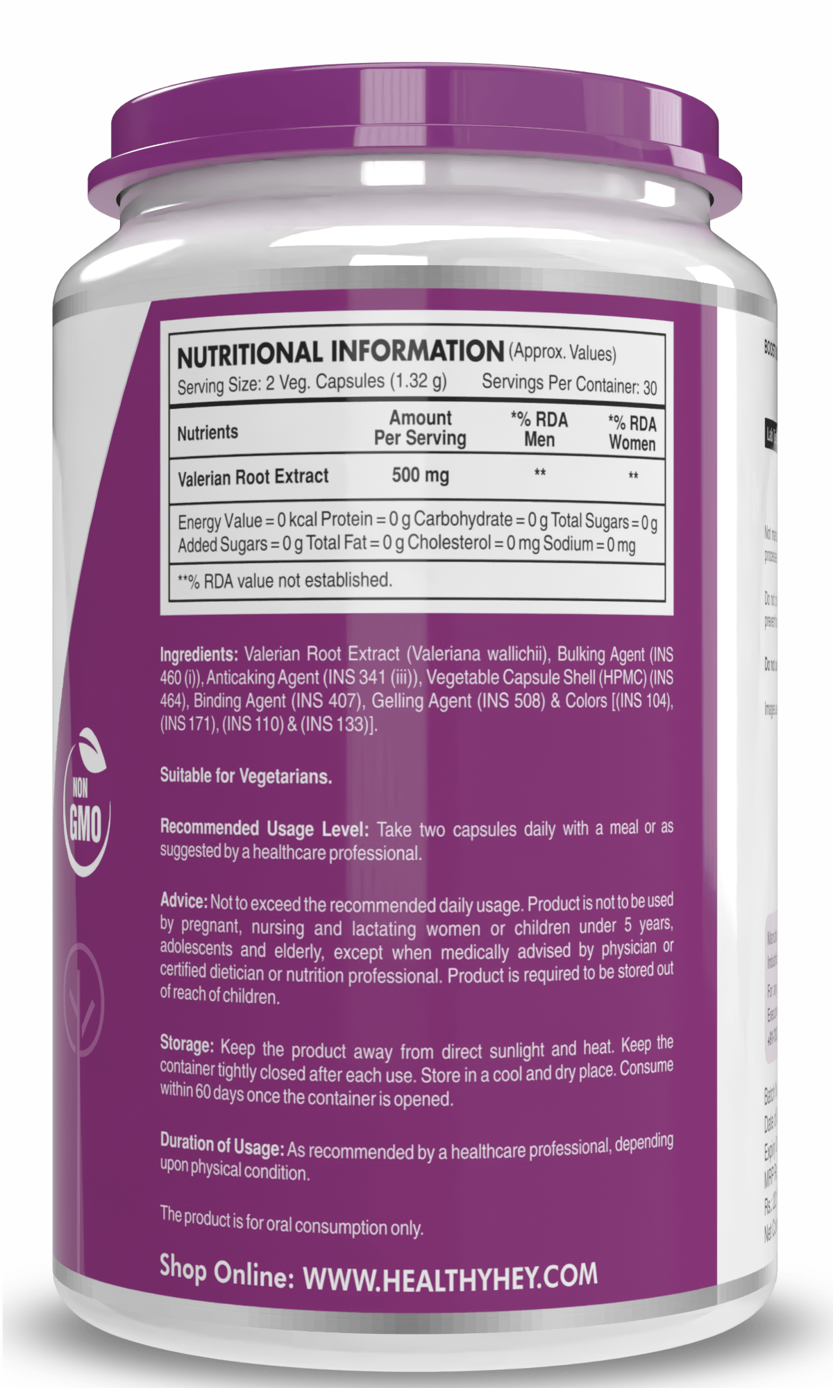 HealthyHey Nutrition Capsule Valerian Root Extract - 60 Veg Capsules