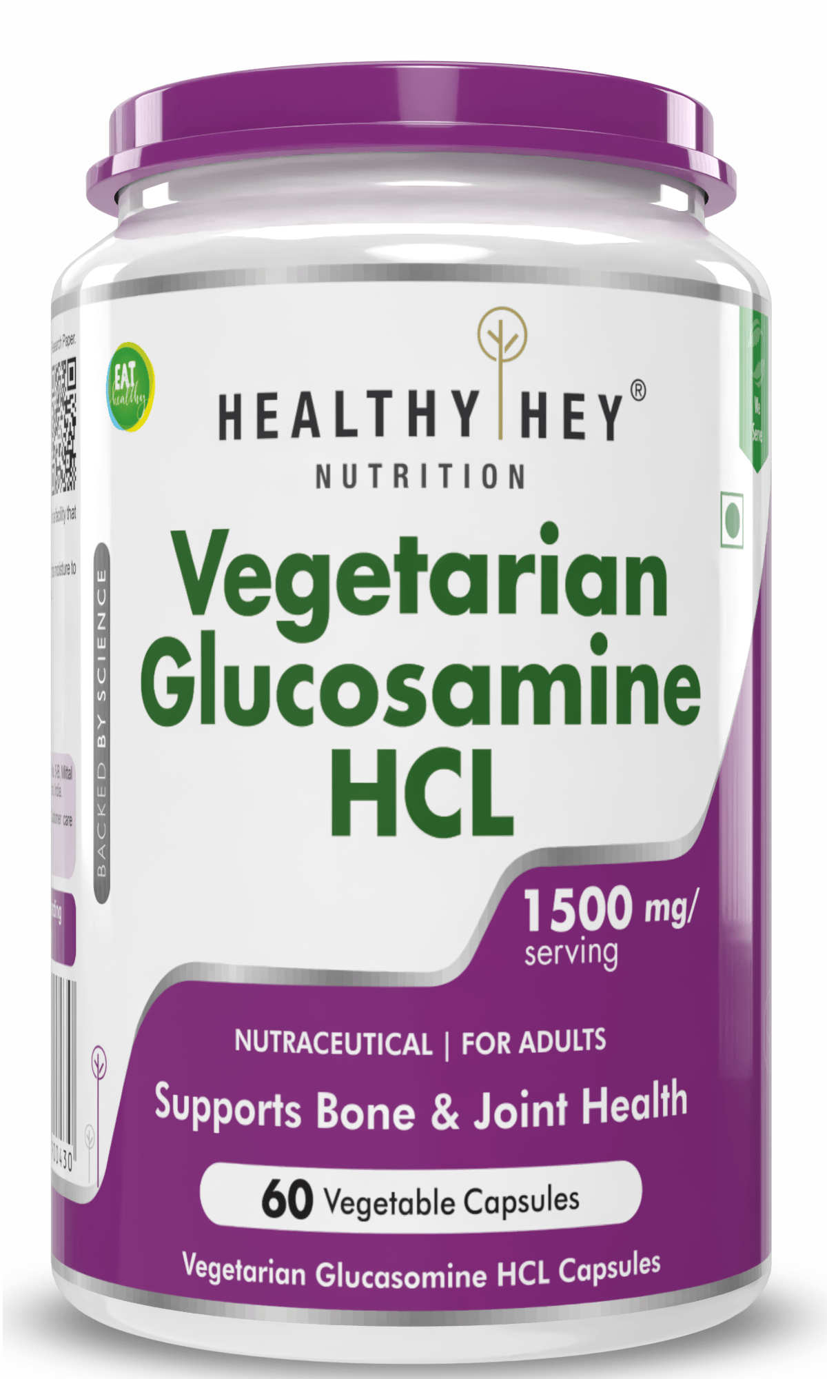 HealthyHey Nutrition Capsule Vegetarian Glucosamine,Support joint Health (Non-Shellfish Derived) - 60 Veg Capsules