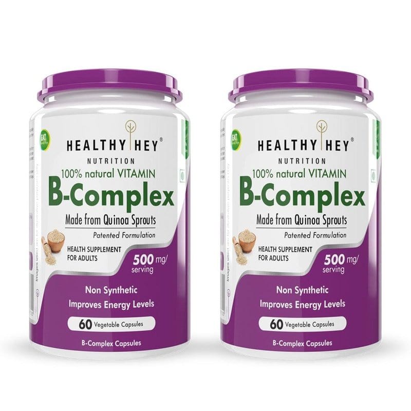 HealthyHey Nutrition Capsule Vitamin B-Complex 60 Capsules - Bioavailable Formula, Energy Boost & Blood Support (Pack of 2)