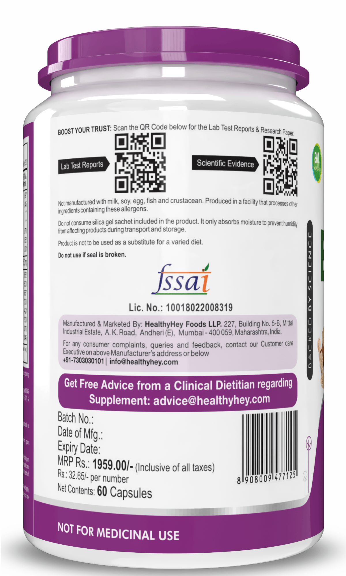 HealthyHey Nutrition Capsule Vitamin B-Complex, Non Synthetic Improves Energy Levels capsules