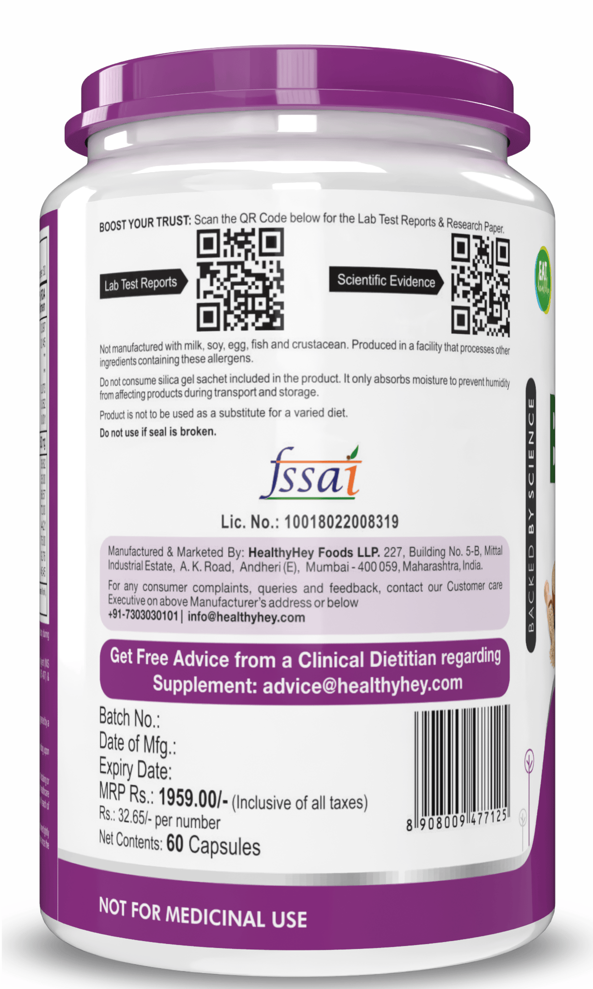 HealthyHey Nutrition Capsule Vitamin B-Complex, Non Synthetic Improves Energy Levels capsules