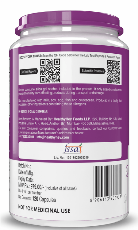 HealthyHey Nutrition Capsule Vitamin B2, Support Thyroid Health - Riboflavin - 120 Veg Capsules