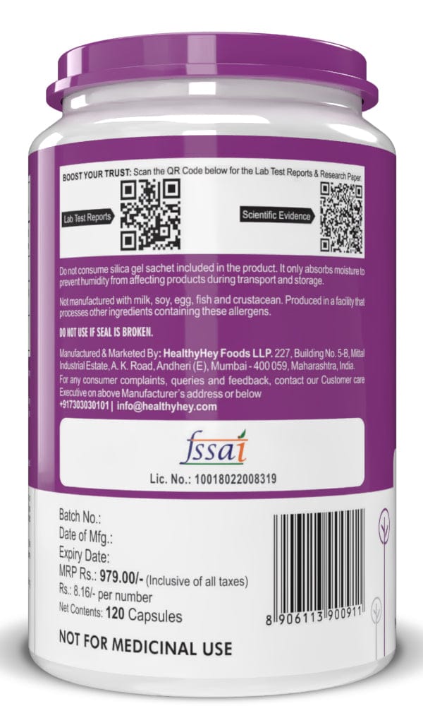 HealthyHey Nutrition Capsule Vitamin B6,Support Immune Health - 120 Veg. Capsules