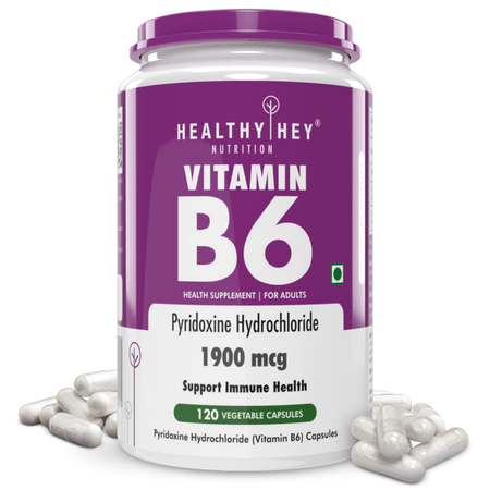 HealthyHey Nutrition Capsule Vitamin B6,Support Immune Health - 120 Veg. Capsules