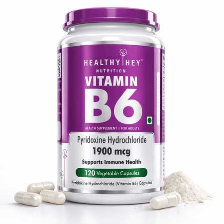 HealthyHey Nutrition Capsule Vitamin B6,Support Immune Health - 120 Veg. Capsules