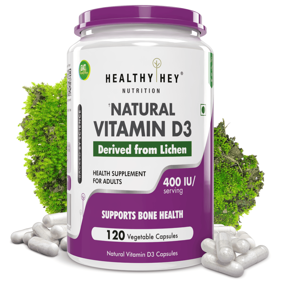 HealthyHey Nutrition Capsule Vitamin D3,Support Bone Health -Natural Plant Based - Non GMO - Gluten Free - 400 IU 120 Veg Capsules