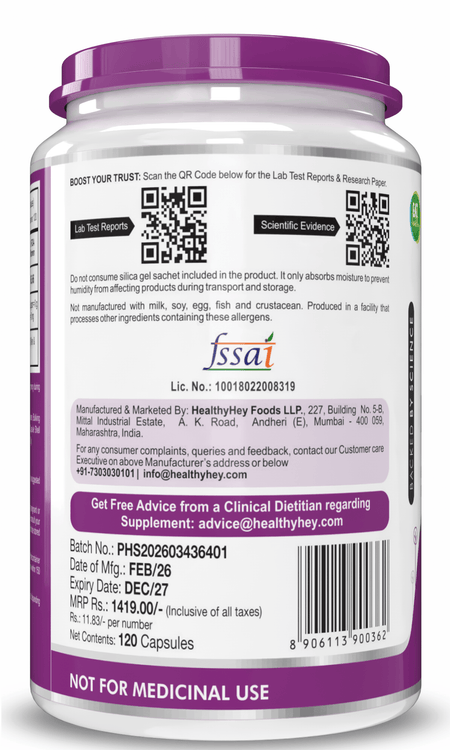HealthyHey Nutrition Capsule Vitamin D3,Support Bone Health -Natural Plant Based - Non GMO - Gluten Free - 400 IU 120 Veg Capsules