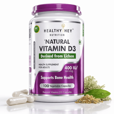 HealthyHey Nutrition Capsule Vitamin D3,Support Bone Health -Natural Plant Based - Non GMO - Gluten Free - 400 IU 120 Veg Capsules