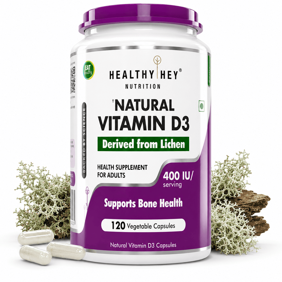HealthyHey Nutrition Capsule Vitamin D3,Support Bone Health -Natural Plant Based - Non GMO - Gluten Free - 400 IU 120 Veg Capsules