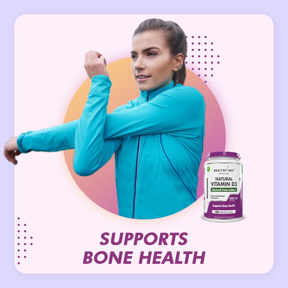 HealthyHey Nutrition Capsule Vitamin D3,Support Bone Health -Natural Plant Based - Non GMO - Gluten Free - 400 IU 120 Veg Capsules