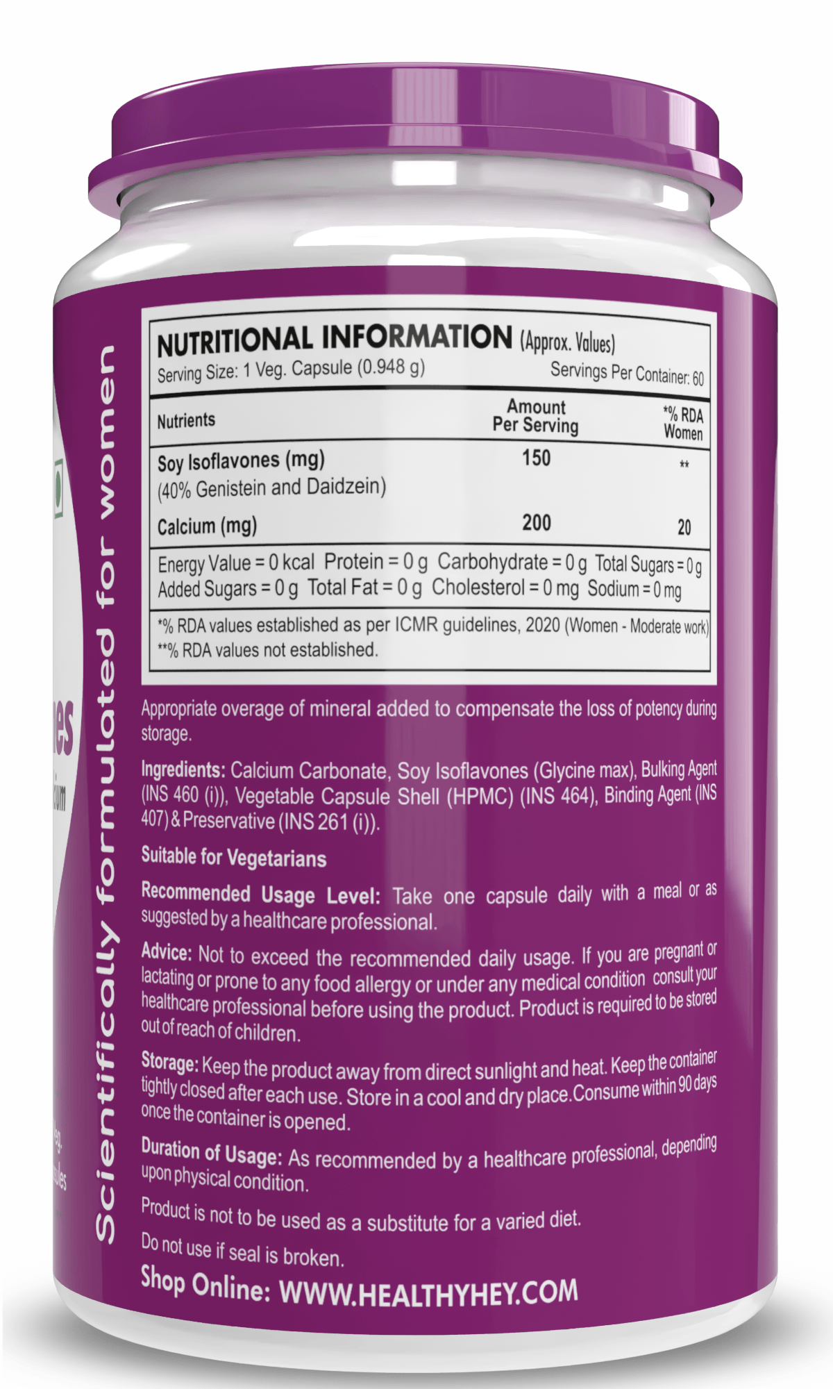 HealthyHey Nutrition Capsule Woman Plus Soy Isoflavones with Calcium - 60 Veg Capsules