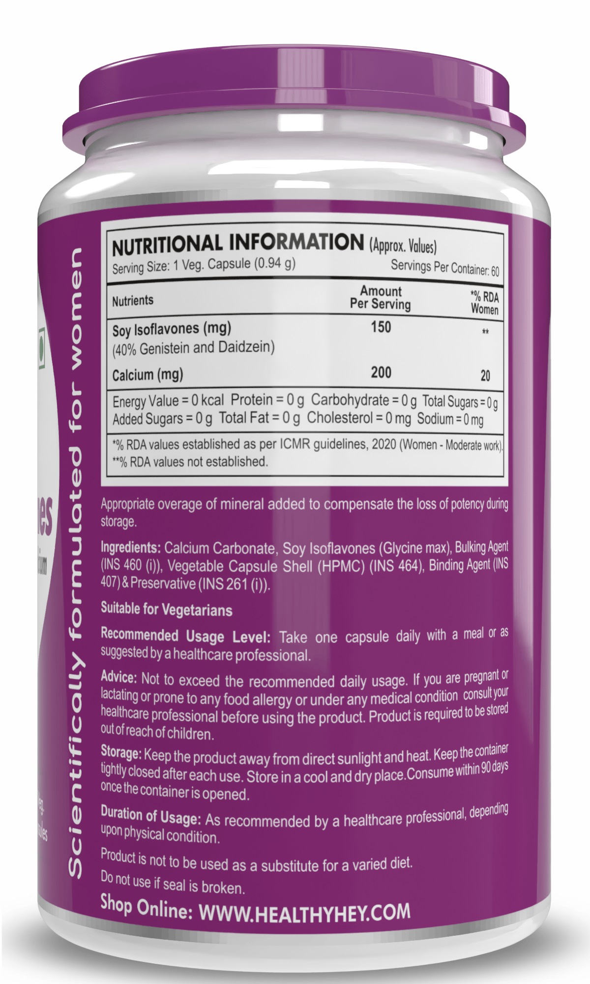 HealthyHey Nutrition Capsule Woman Plus Soy Isoflavones with Calcium - 60 Veg Capsules