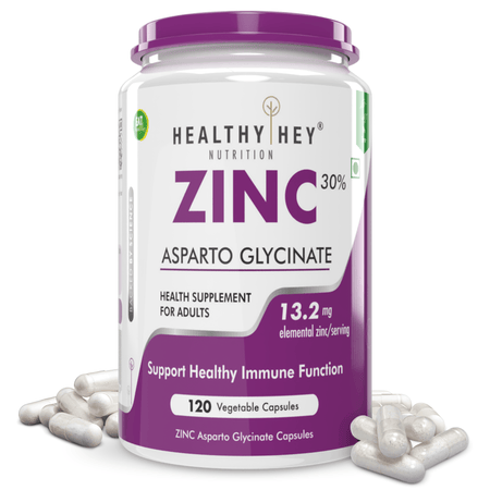 HealthyHey Nutrition Capsule Zinc Asparto Glycinate Capsules - Enhanced Absorption - Supports Immune System & Neurological Function - 120 CT