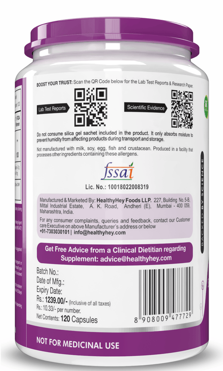 HealthyHey Nutrition Capsule Zinc Asparto Glycinate Capsules - Enhanced Absorption - Supports Immune System & Neurological Function - 120 CT