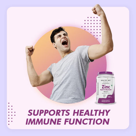 HealthyHey Nutrition Capsule Zinc Asparto Glycinate Capsules - Enhanced Absorption - Supports Immune System & Neurological Function - 120 CT