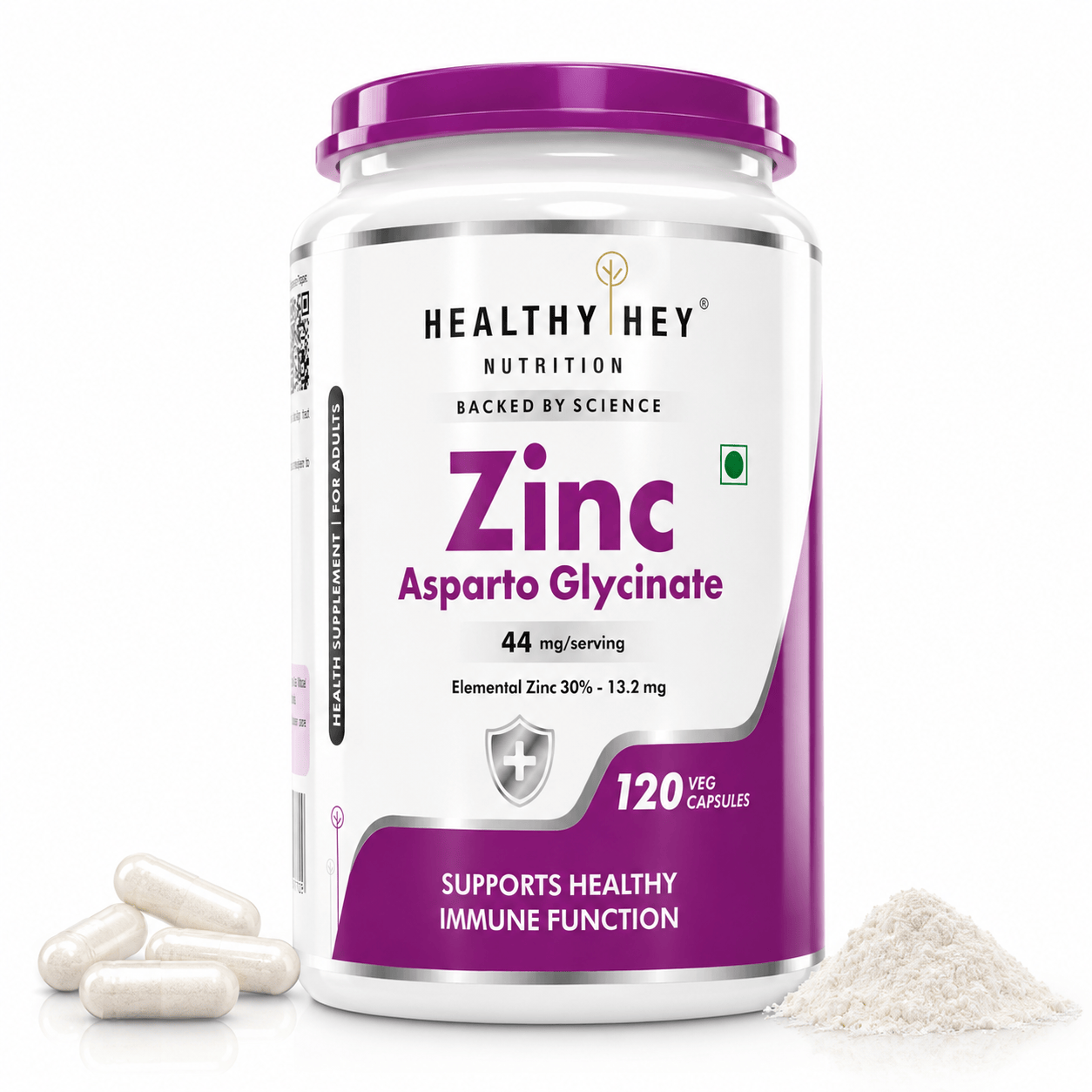 HealthyHey Nutrition Capsule Zinc Asparto Glycinate Capsules - Enhanced Absorption - Supports Immune System & Neurological Function - 120 CT