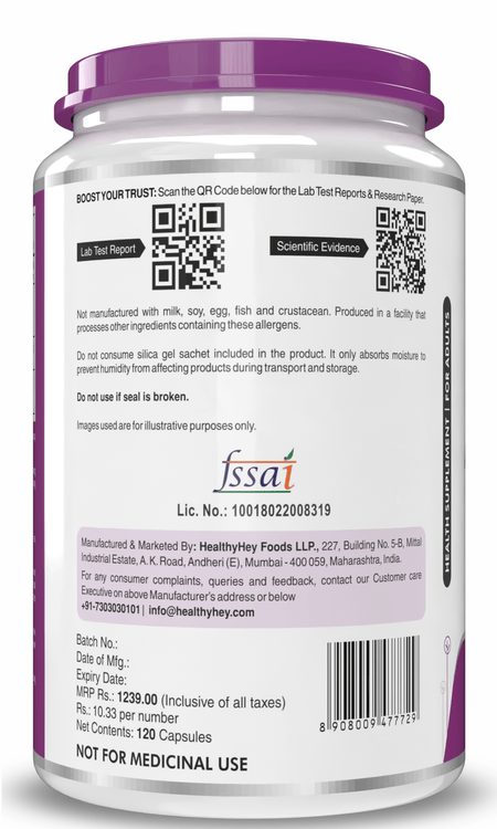 HealthyHey Nutrition Capsule Zinc Asparto Glycinate Capsules - Enhanced Absorption - Supports Immune System & Neurological Function - 120 CT