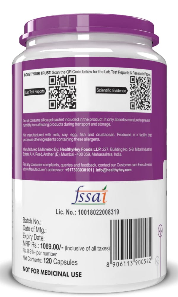 HealthyHey Nutrition Capsule Zinc Citrate, Supports Immune and Immunity - 120 Veg Capsules