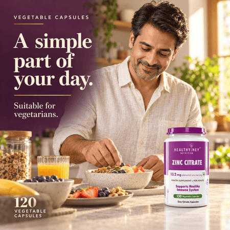 HealthyHey Nutrition Capsule Zinc Citrate, Supports Immune and Immunity - 120 Veg Capsules