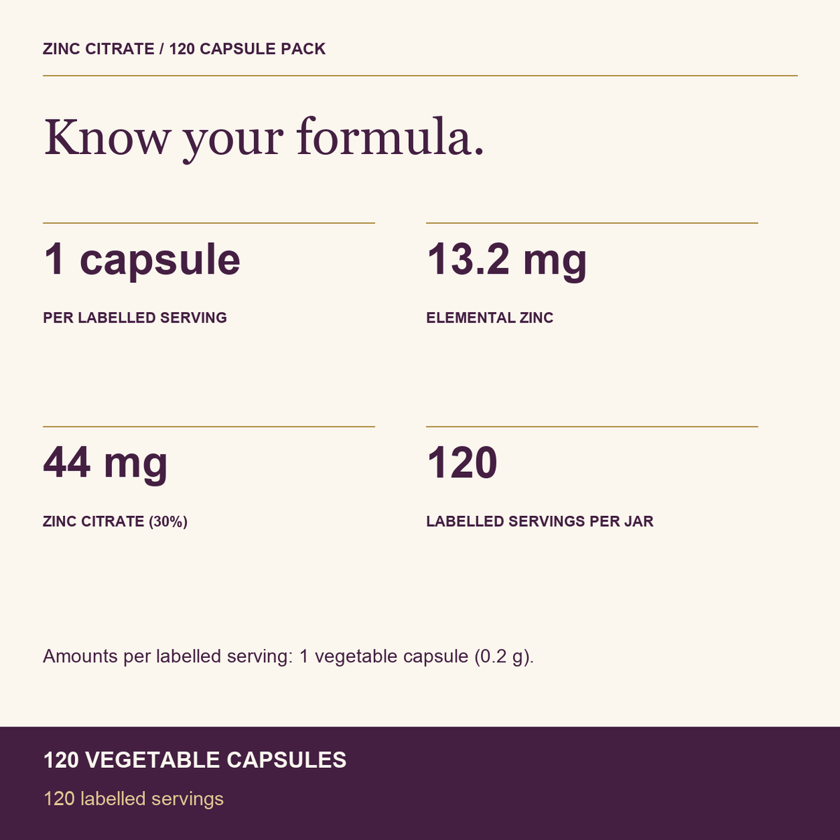 HealthyHey Nutrition Capsule Zinc Citrate, Supports Immune and Immunity - 120 Veg Capsules
