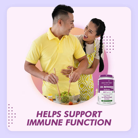 HealthyHey Nutrition Capsule Zinc Methionine Plus Copper, Supports Immune and Antioxidant Protection - 120 Veg Capsules
