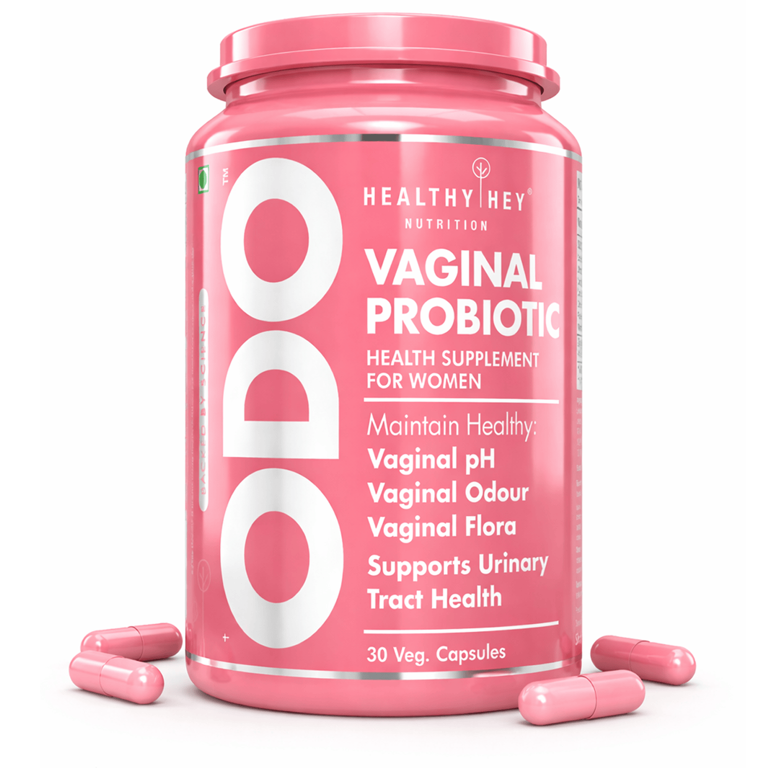 HealthyHey Nutrition Capsules 30 caps. ODO Vaginal Probiotics for Women pH Balance, Reduces Vaginal Odour, Vaginal Flora, Prevents Recurrent UTIs, Fights Vaginal Infections | Health Supplement.
