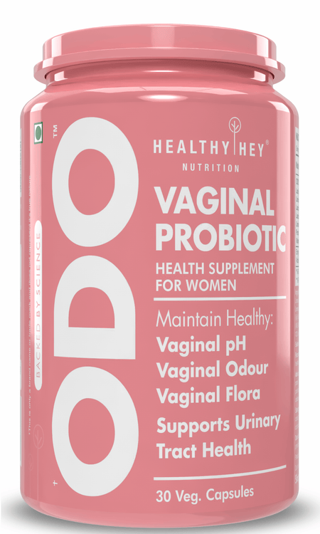 HealthyHey Nutrition Capsules 30 caps. ODO Vaginal Probiotics for Women pH Balance, Reduces Vaginal Odour, Vaginal Flora, Prevents Recurrent UTIs, Fights Vaginal Infections | Health Supplement.