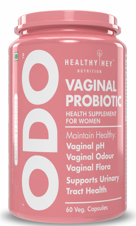 HealthyHey Nutrition Capsules 60 caps. ODO Vaginal Probiotics for Women pH Balance, Reduces Vaginal Odour, Vaginal Flora, Prevents Recurrent UTIs, Fights Vaginal Infections | Health Supplement.