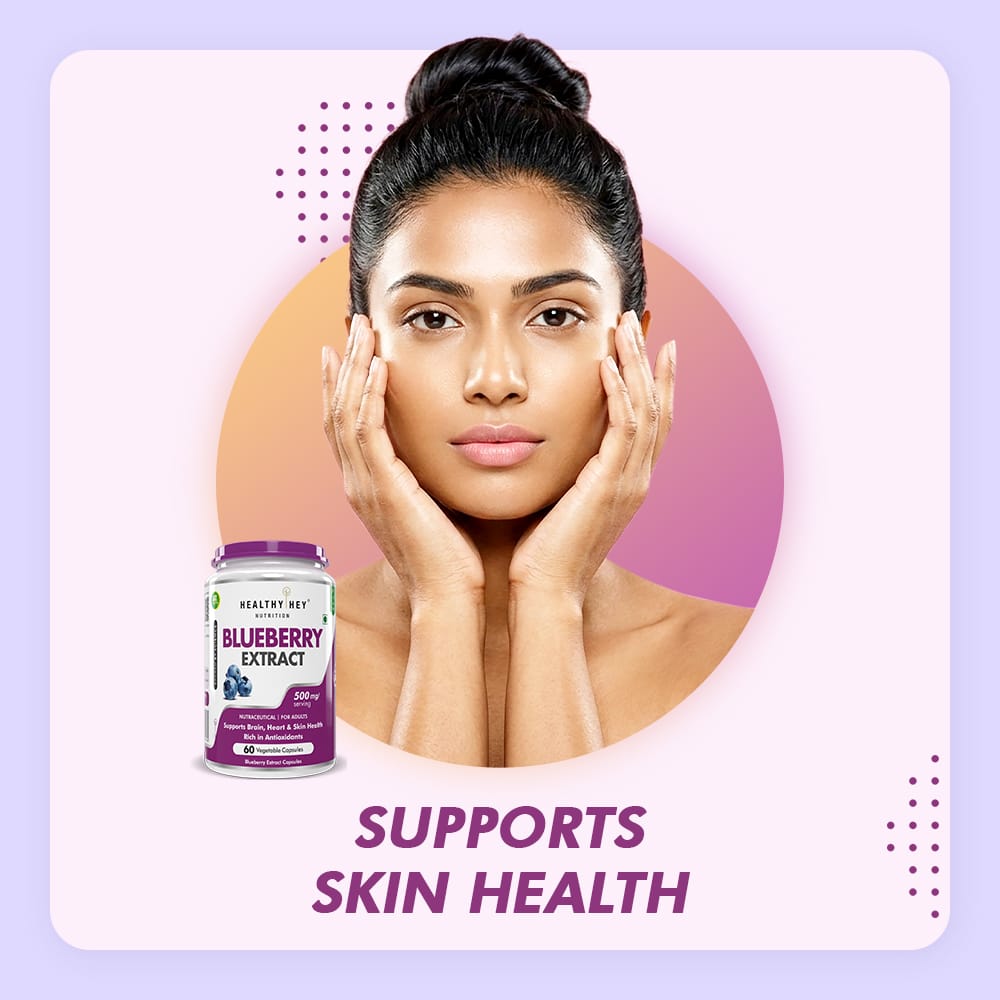 HealthyHey Nutrition Capsules Blueberry Extract supports Brain,Heart & skin Health rich in Antioxidants 60 Vegetable Capsules