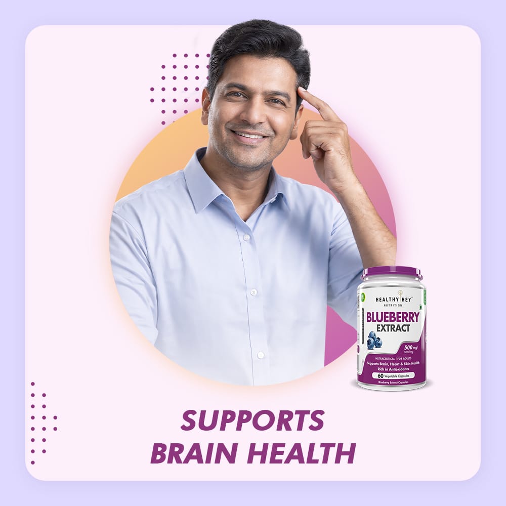 HealthyHey Nutrition Capsules Blueberry Extract supports Brain,Heart & skin Health rich in Antioxidants 60 Vegetable Capsules