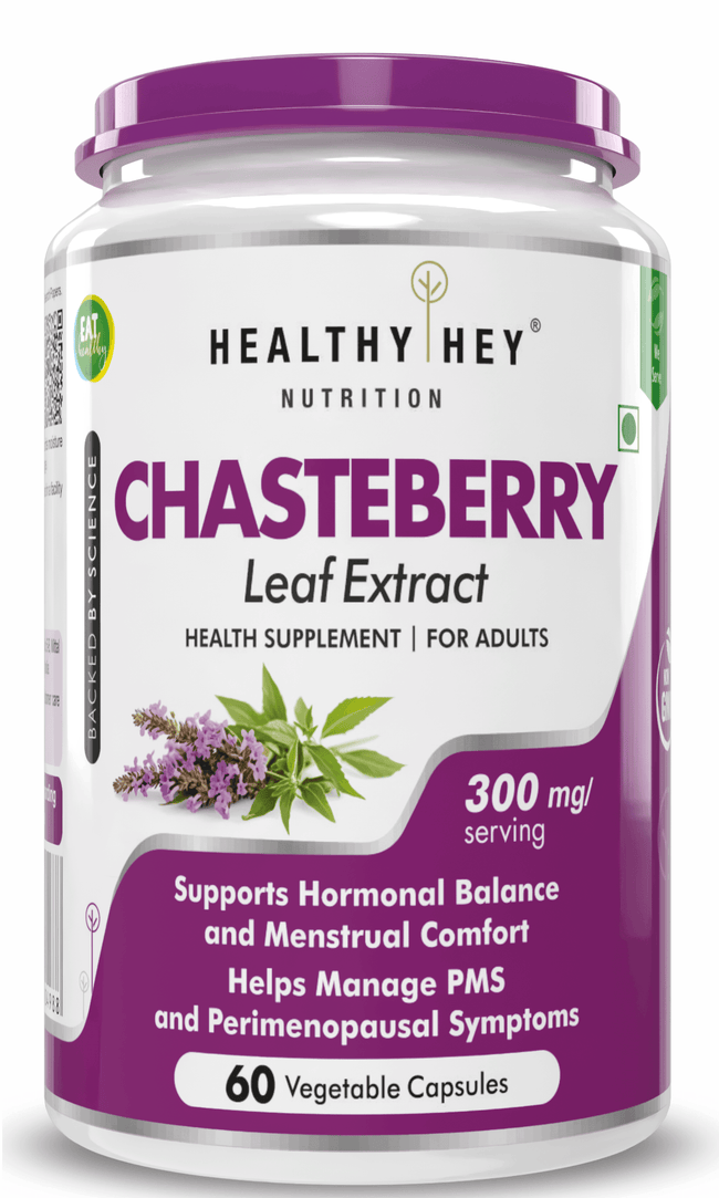 HealthyHey Nutrition Capsules Chasteberry Leaf Extract Supports hormonal balance and menstrual comfort helps manage pms and perimenopausal symptoms 60 vegetable capsules