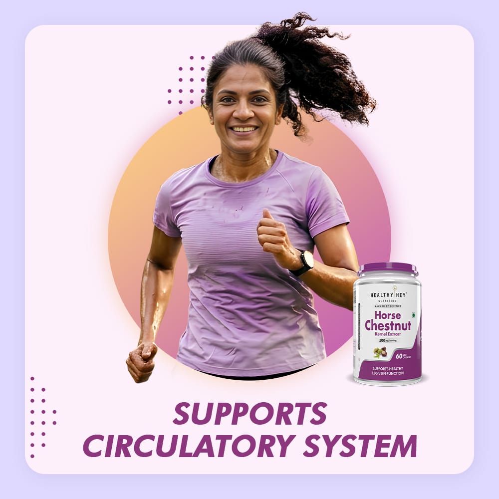 HealthyHey Nutrition Capsules Horse Chestnut Kernel Extract Supports healthy Leg vein function helps maintain healthy fluid balance circulatory system supports 60 Vegetable Capsules