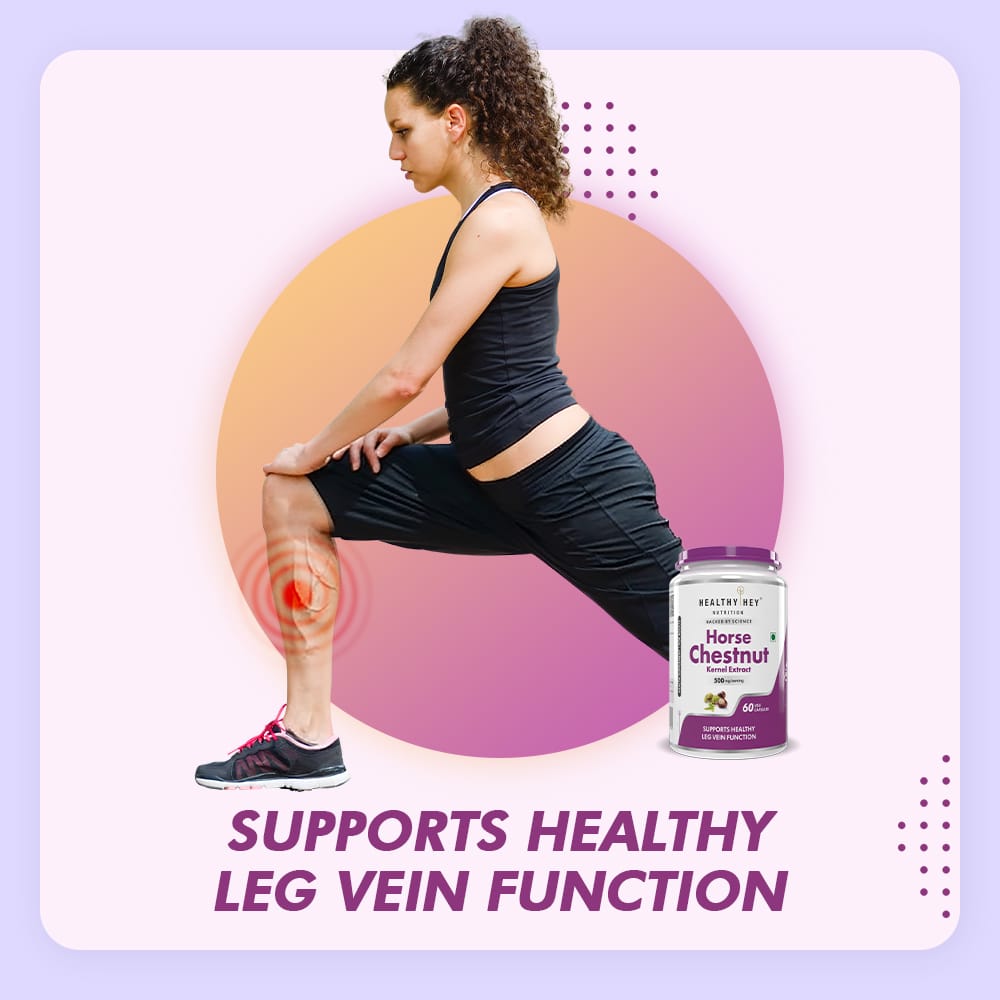 HealthyHey Nutrition Capsules Horse Chestnut Kernel Extract Supports healthy Leg vein function helps maintain healthy fluid balance circulatory system supports 60 Vegetable Capsules