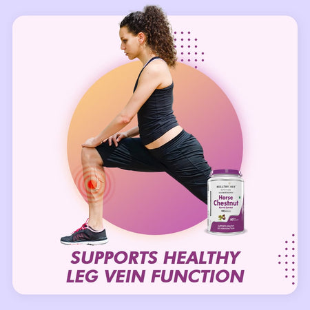 HealthyHey Nutrition Capsules Horse Chestnut Kernel Extract Supports healthy Leg vein function helps maintain healthy fluid balance circulatory system supports 60 Vegetable Capsules