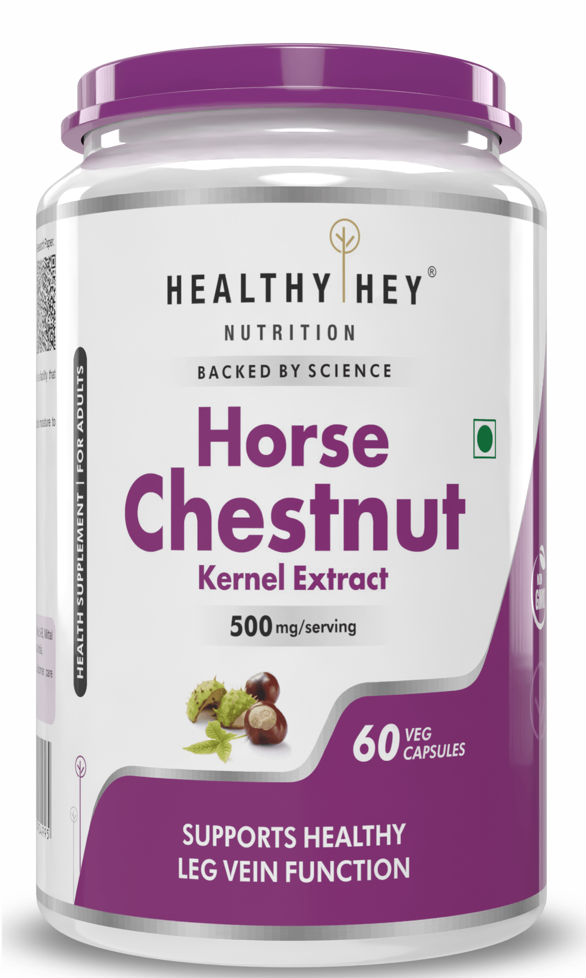 HealthyHey Nutrition Capsules Horse Chestnut Kernel Extract Supports healthy Leg vein function helps maintain healthy fluid balance circulatory system supports 60 Vegetable Capsules