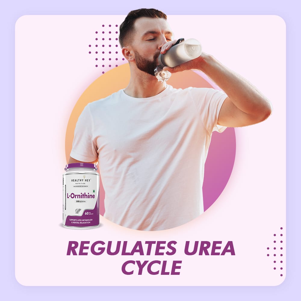 HealthyHey Nutrition Capsules L-Ornithine,Support Lipid Metabolism & urea cycle 60 Veg Capsules