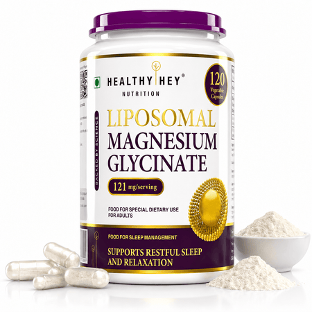 HealthyHey Nutrition Capsules Liposomal Magnesium Glycinate Supports Restful Sleep And Relaxation 120 Veg Capsules